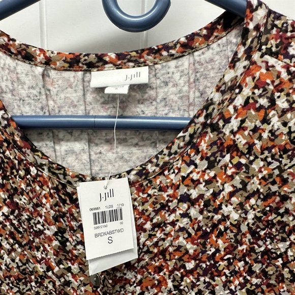 J Jill Dress Flowy Pleated Size Small NEW Geometric Button Front Rayon - Picture 3 of 9